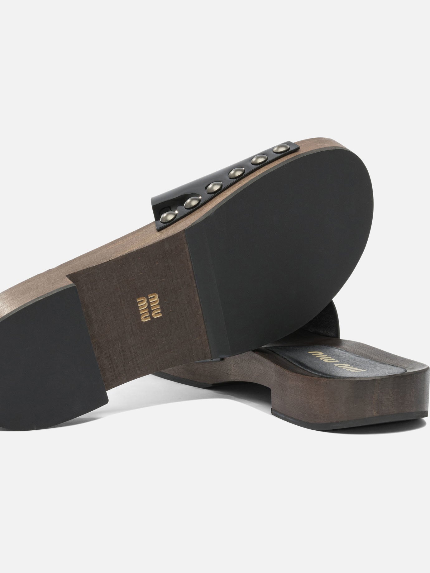 Flat sandals 100% leather - 100% wood  Black - Miu Miu Women | PDP | VIETTI Online Store | Zoom-Modal_5

