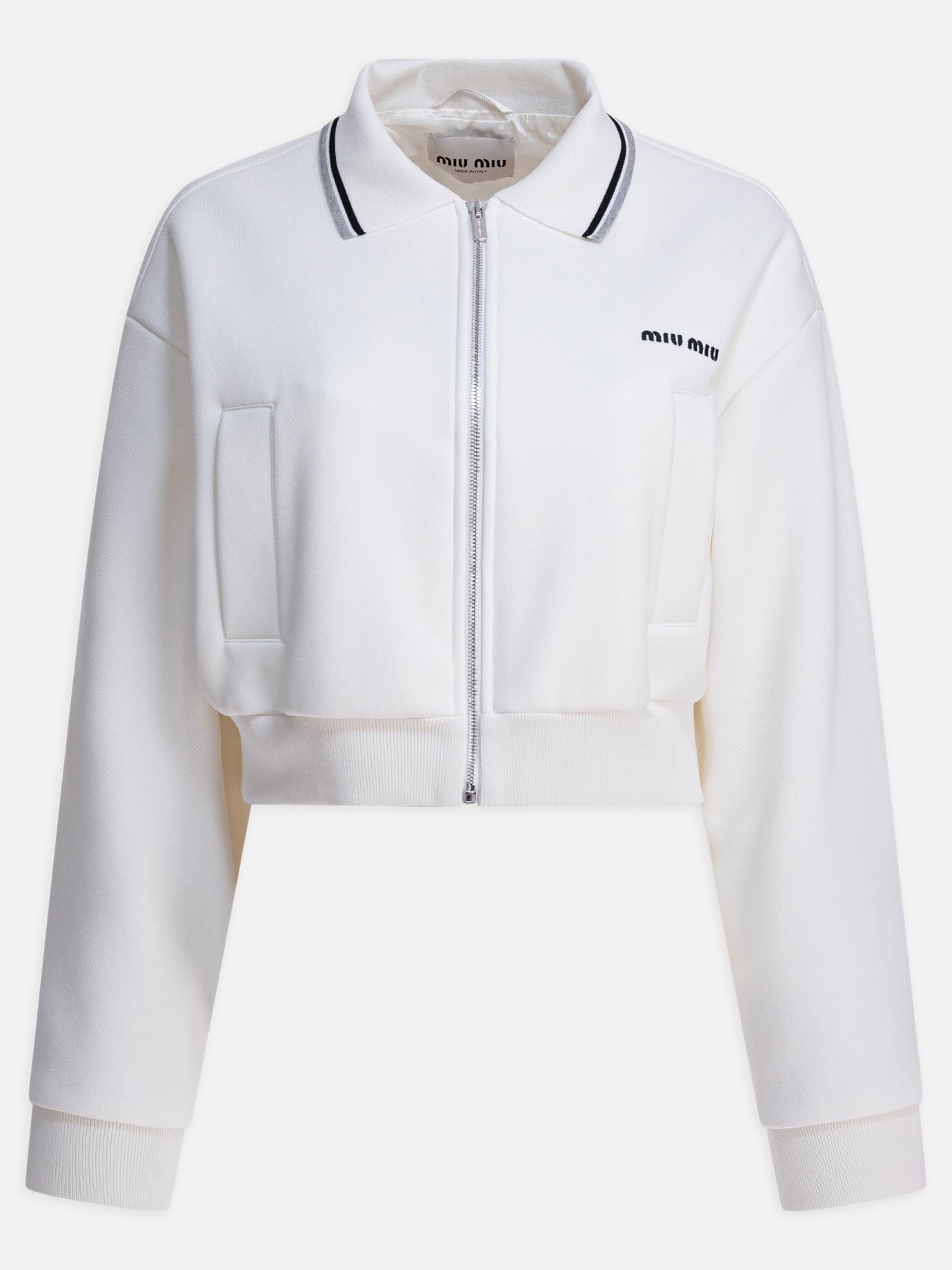Quilted & Utility Jackets Logo  White - Miu Miu Women | PDP | VIETTI Online Store | thumbnail
