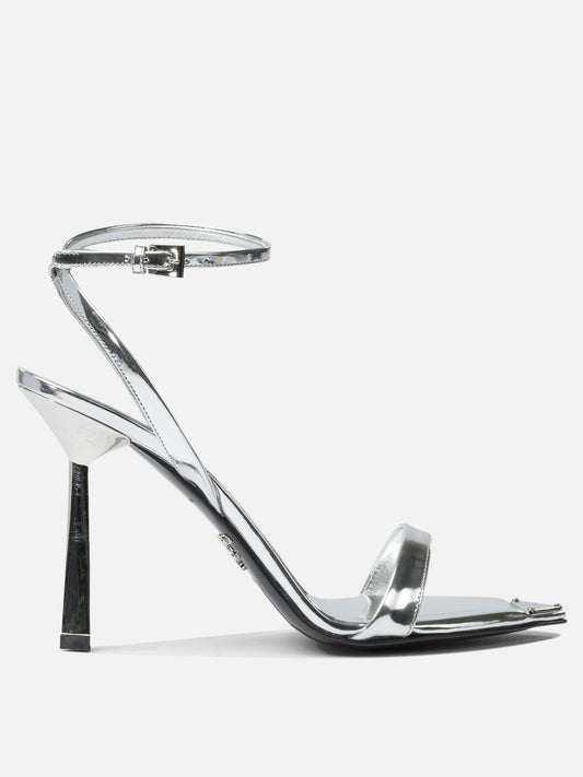 Heeled sandals 100% calf leather - 100% leather  Silver - Prada Women | PDP | VIETTI Online Store 
