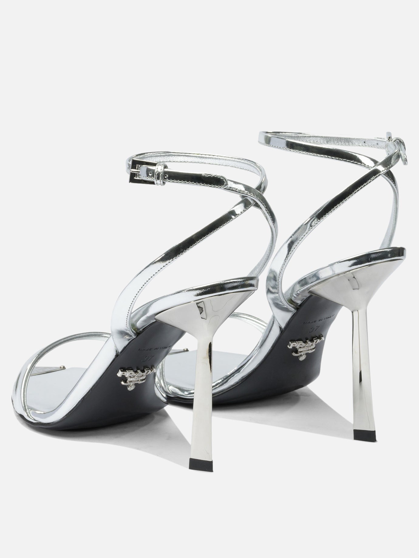 Heeled sandals 100% calf leather - 100% leather  Silver - Prada Women | PDP | VIETTI Online Store | Zoom-Modal_4
