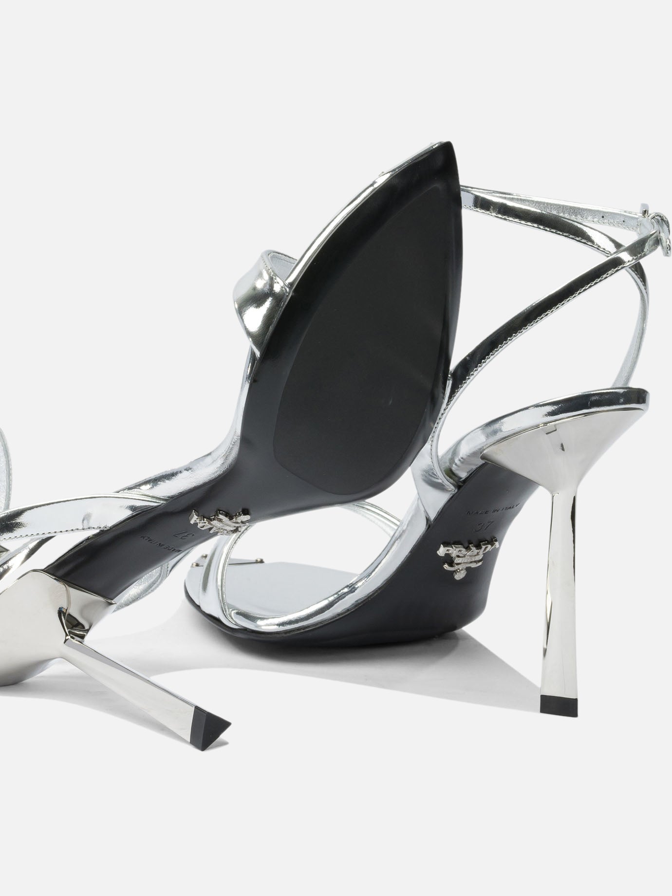 Heeled sandals 100% calf leather - 100% leather  Silver - Prada Women | PDP | VIETTI Online Store | thumbnail_5