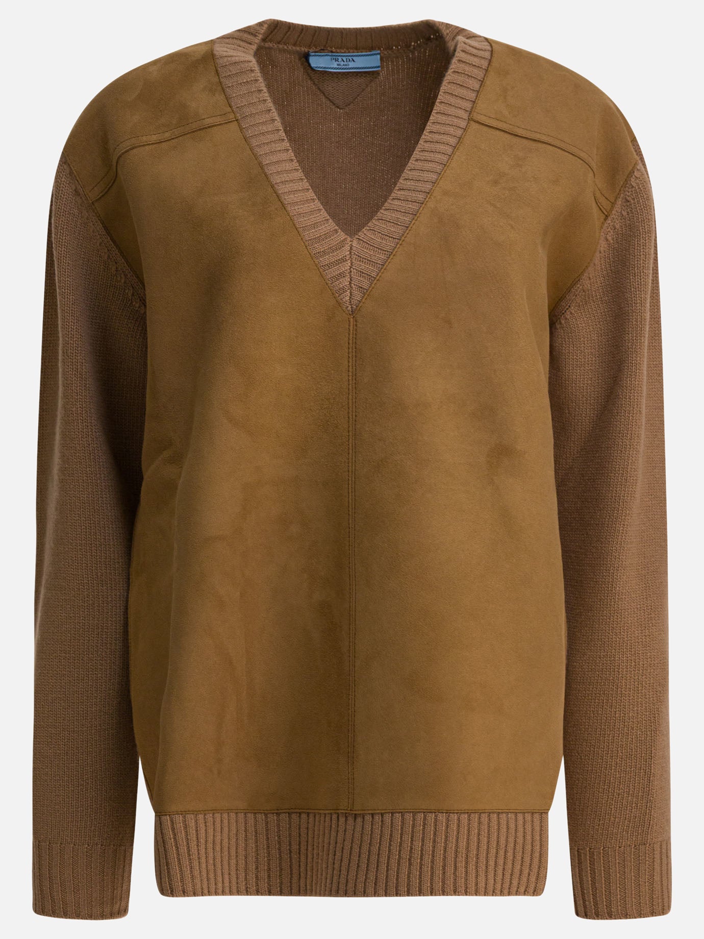 V neck sweaters Solid colour  Beige - Prada Women | PDP | VIETTI Online Store | Zoom-Modal
