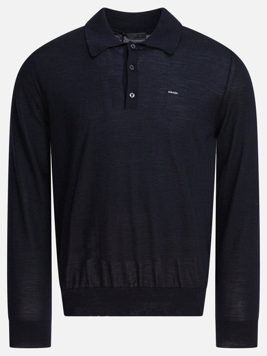 Prada Polo shirt with embroidered logo 25215530_48 Blue 1