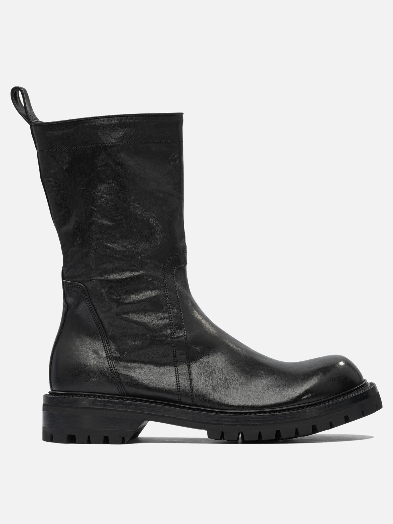 Zipped boots 100% leather - 100% rubber  Black - Rick Owens Men | PDP | VIETTI Online Store | thumbnail