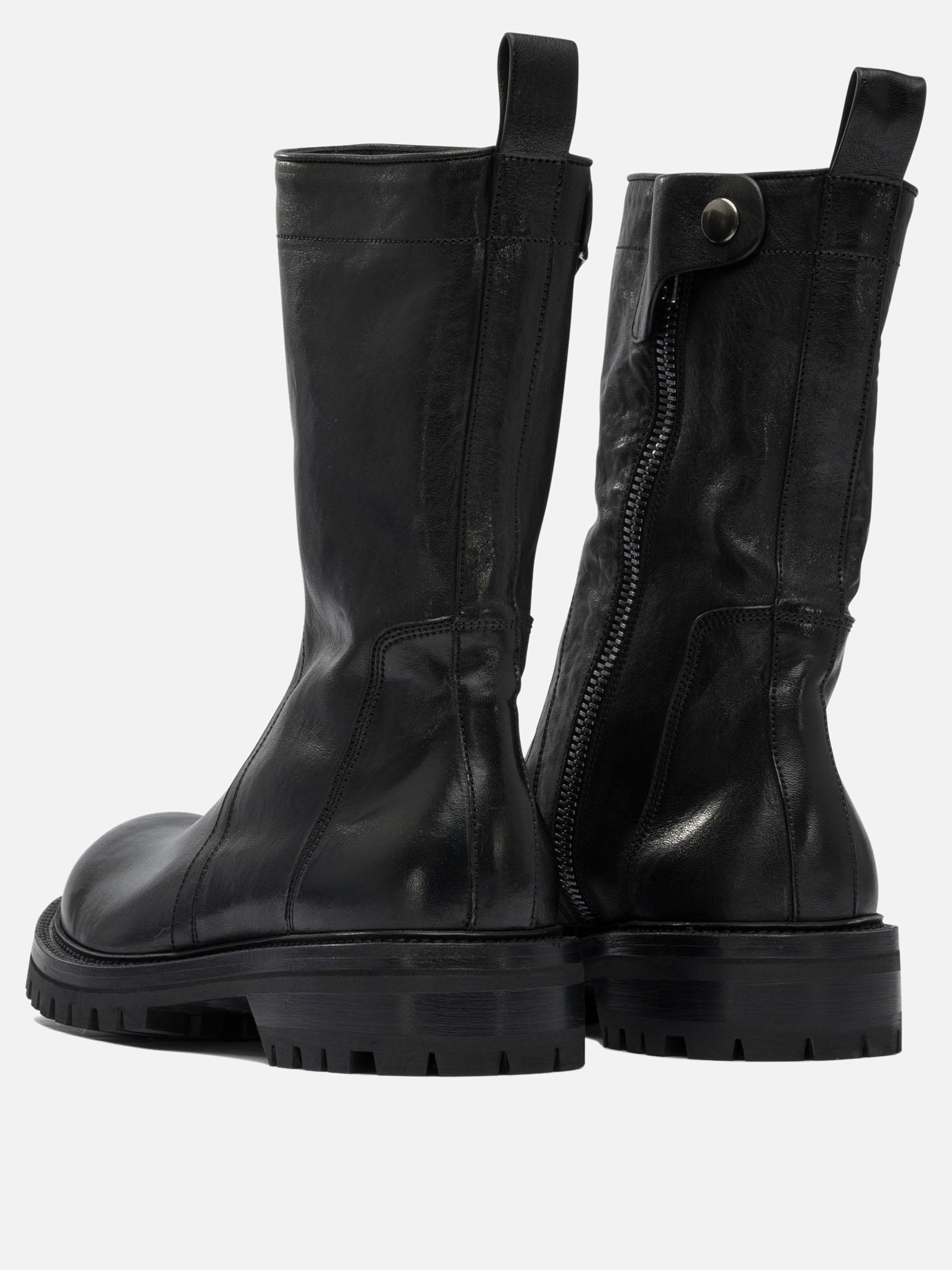 Zipped boots 100% leather - 100% rubber  Black - Rick Owens Men | PDP | VIETTI Online Store | thumbnail_4