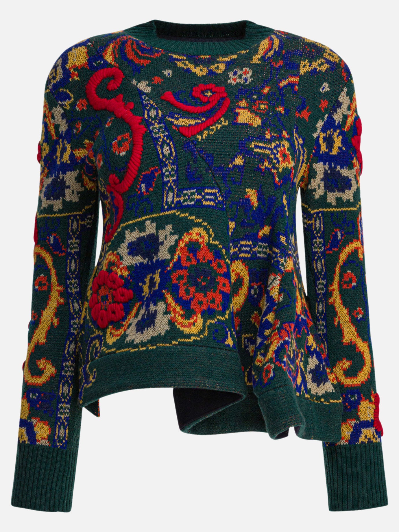 Crewneck sweaters Floral  Green - Sacai Women | PDP | VIETTI Online Store | thumbnail