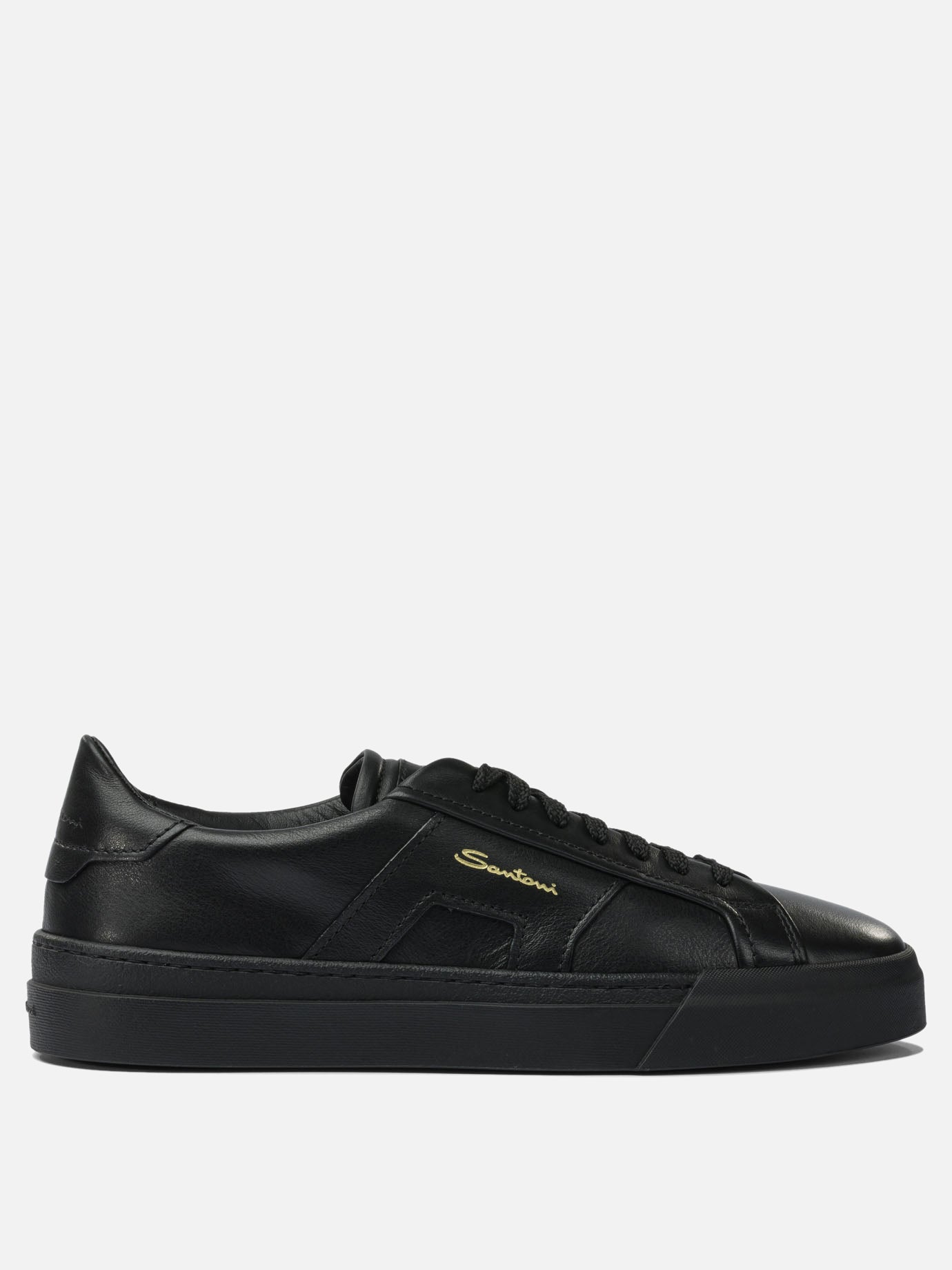 Low top sneakers 100% calf leather - 100% rubber  Black - Santoni Men | PDP | VIETTI Online Store | thumbnail