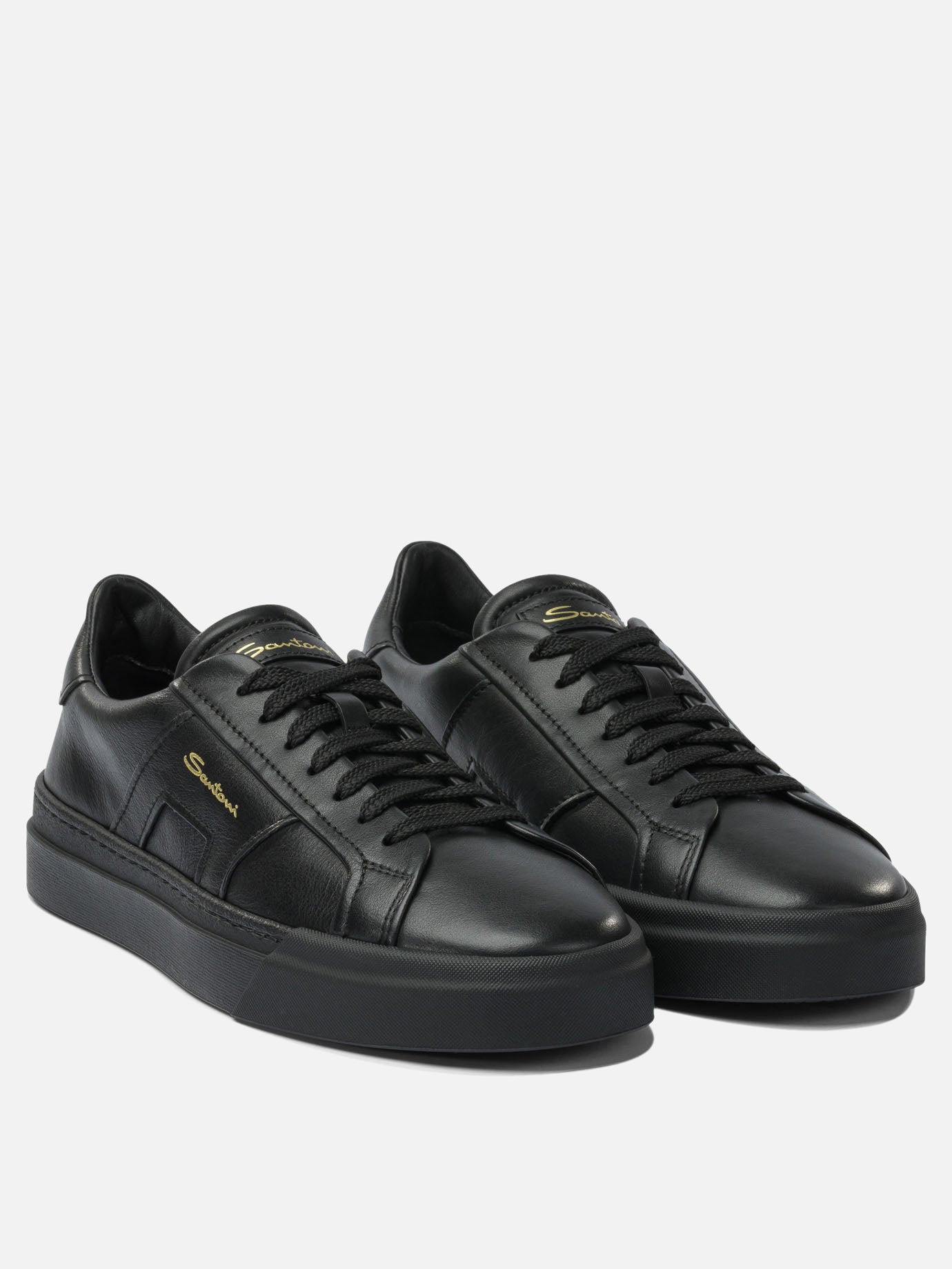 Low top sneakers 100% calf leather - 100% rubber  Black - Santoni Men | PDP | VIETTI Online Store | thumbnail_2