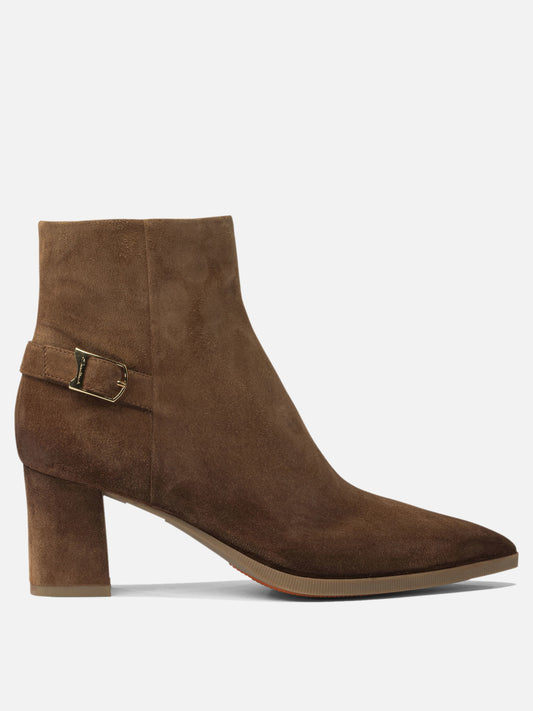 Zipped boots 100% suede - 100% rubber  Brown - Santoni Women | PLP | VIETTI Online Store 
