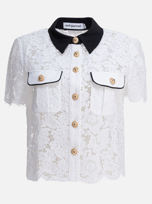 Casual shirts Solid colour  White - Self-portrait Women | PLP | VIETTI Online Store 
