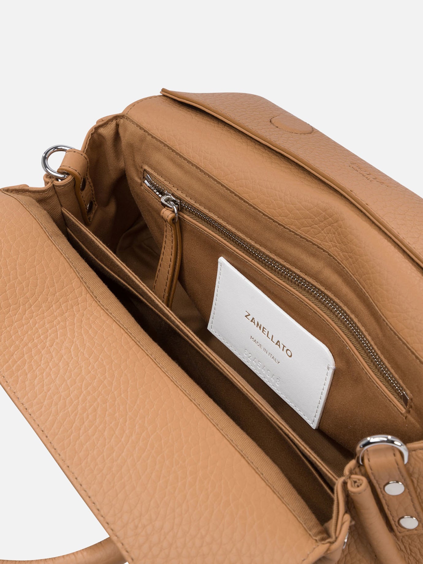 Medium bags 100% cow leather - 100% cotton  Brown - Zanellato Women | PDP | VIETTI Online Store | thumbnail_5